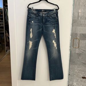 7 for all mankind bootleg jeans with floral pocket detail